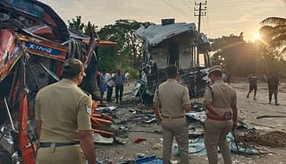 Four people have been killed in a head-on collision between a sleeper bus and truck in Karnataka.