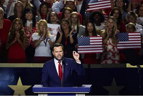 Vice President JD Vance speaks on stage on the second day of the 2026 Republican National Convention at the American Airlines Center on September 10, 2026 in Dallas, Texas