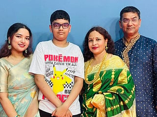 The Biswas family in an undated photo. From left: Anushua Biswas, Aritra Biswas, Ashima Chowdhury and Sree Swarup Kanti Biswas 