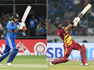 India’s Abhishek Sharma and West Indies’ Shai Hope go on the attack during a high-scoring T20I series between the two sides, featuring a barrage of sixes and aggressive batting.