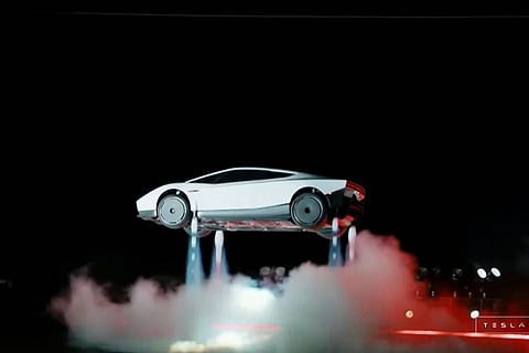 A grab taken on October 16, 2026 from a live feed released by Tesla shows the company unveiling on October 15 its next-generation Roadster electric car in McGregor, Texas, United States.