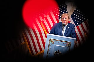 President Donald Trump speaks during an RNC fundraising event at Mar-a-Lago on October 16, 2026 in Palm Beach, Florida.