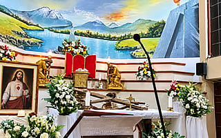 Father Patricio Alfredo Sánchez Molinari was conducting the service at the Our Lady of Perpetual Help church when the heavy crucifix suddenly became detached from the wall behind him and fell directly onto him.