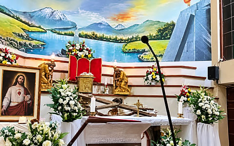 Father Patricio Alfredo Sánchez Molinari was conducting the service at the Our Lady of Perpetual Help church when the heavy crucifix suddenly became detached from the wall behind him and fell directly onto him.