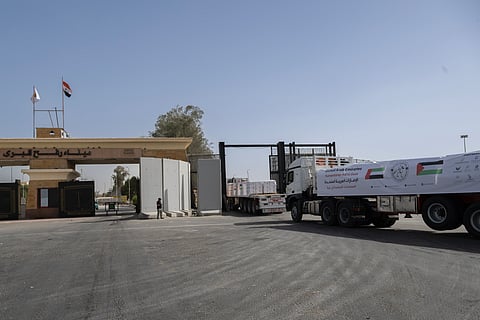 Five UAE aid convoys carrying 789 tonnes of supplies enter Gaza under Operation Gallant Knight 3