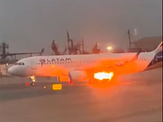A fire was reported around the aircraft’s left engine and wing area shortly before takeoff