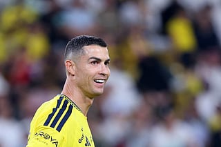 Nassr's Portuguese forward #07 Cristiano Ronaldo reacts during the Saudi Pro League football match between Al-Nassr FC and Neom FC at Awwal Park in Riyadh on October 20, 2026.