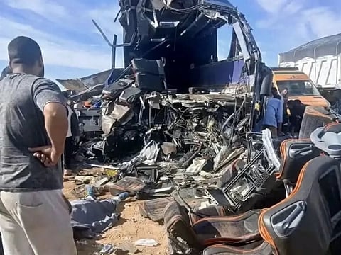 The collision occurred at kilometre 55, near the Dahshur gate, before the entrance to the regional road in the direction of Giza governorate.