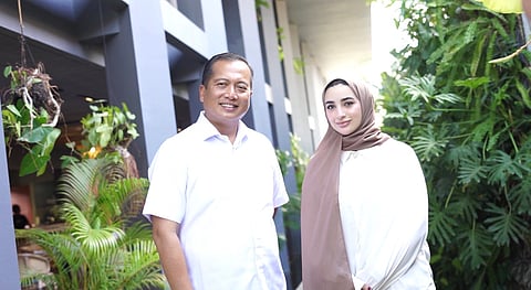 West Nusa Tenggara Governor Lalu Muhamad Iqbal with Gulf News journalist Mahra Alnaqbi in Lombok, Indonesia.