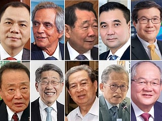 Southeast Asia's richest list (clockwise from top left): Pham Nhat Vuong, Ricky Razon, Dhanin Chearavanont, Sarath Ratanavadi, Prajobo Pangestu, Low Tuck Kwong, Kwek Leng Beng, Robert Budi Hartono, Philip Ng, and Robert Kuok.