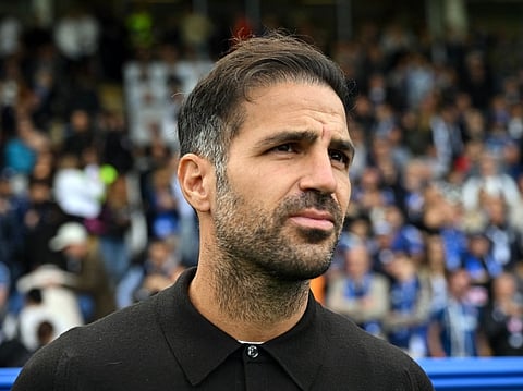 Como’s Spanish coach Cesc Fabregas looks on before the Italian Serie A football match between Como and Roma at the Giuseppe Sinigaglia Stadium in Como, Italy, on October 11, 2026.