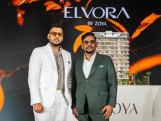 Farooq Khan (right), Chairman of Zoya Developments, and Shoaib Khan, CEO of Zoya Developments, at the launch of Elvora
