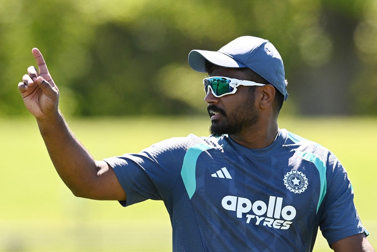 India's Sanju Samson during a training session