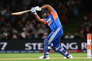 India's Sanju Samson bats during the first Twenty20 international cricket match between New Zealand and India at Hagley Oval in Christchurch, on October 22, 2026.