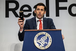 In this image provided by the US Department of Agriculture, Calley Means, senior advisor for the US Department of Health and Human Services, delivers remarks at HHS Headquarters in Washington, Feb. 11, 2026. 