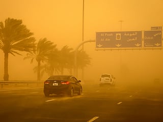 During a sand storm in Abu Dhabi.