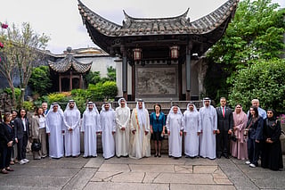 At Fuzhou University, Sheikh Saud urged students to embrace lifelong learning and lead with integrity.