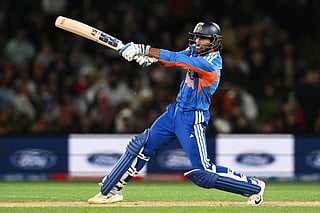 India's Tilak Varma bats during the second T20I against New Zealand at Hagley Oval in Christchurch on October 24, 2026.