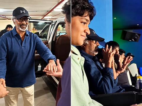 Rajinikanth greets a fan and watches ‘Jailer 2’ alongside moviegoers at a cinema in Chennai, in a rare outing that reportedly marks his first time watching a film with fans in 40 years. The visit comes as the Tamil action sequel continues its strong box-office run.