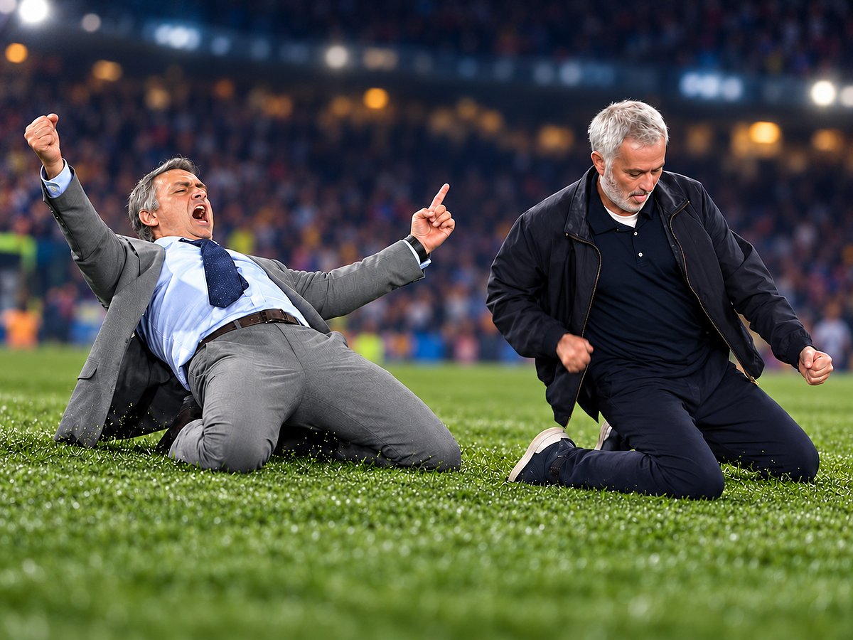 Jose Mourinho has recreated his iconic sliding moment 