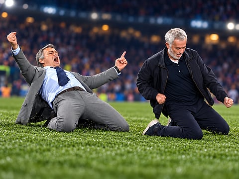 Jose Mourinho has recreated his iconic sliding moment 