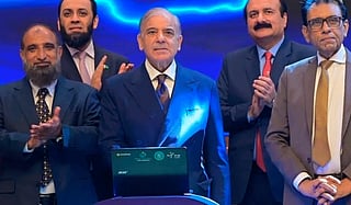 Prime Minister Shehbaz Sharif launches the PM Youth Chromebook Scheme during an event in Islamabad, October 25, 2026. 
