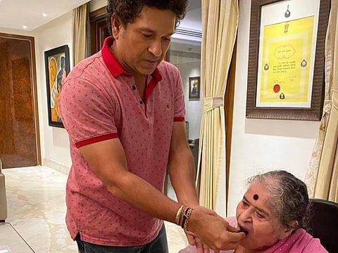 Sachin Tendulkar and mother