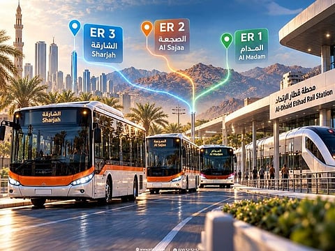 Sharjah's Road and Transport Authority launched three new bus routes linking Al Madam, Al Sajaa and Sharjah to Al Dhaid Etihad Rail Station