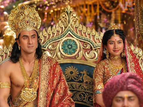 Ranbir Kapoor as Lord Rama and Sai Pallavi as Goddess Sita in a still from Ramayana: Rise of a Legend.