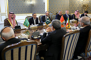 Saudi Arabia's Defence Minister Prince Khalid bin Salman, Pakistan's army chief Field Marshal Syed Asim Munir, and Turkey's intelligence chief Ibrahim Kalin during their meeting with Iran's President, Foreign Minister, and National Security Council head in Tehran on October 26, 2026.