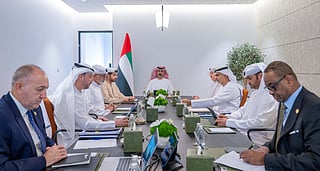 Sheikh Ammar bin Humaid Al Nuaimi, Crown Prince of Ajman and Chairman of Ajman Bank, chairs the Bank’s Board of Directors meeting.