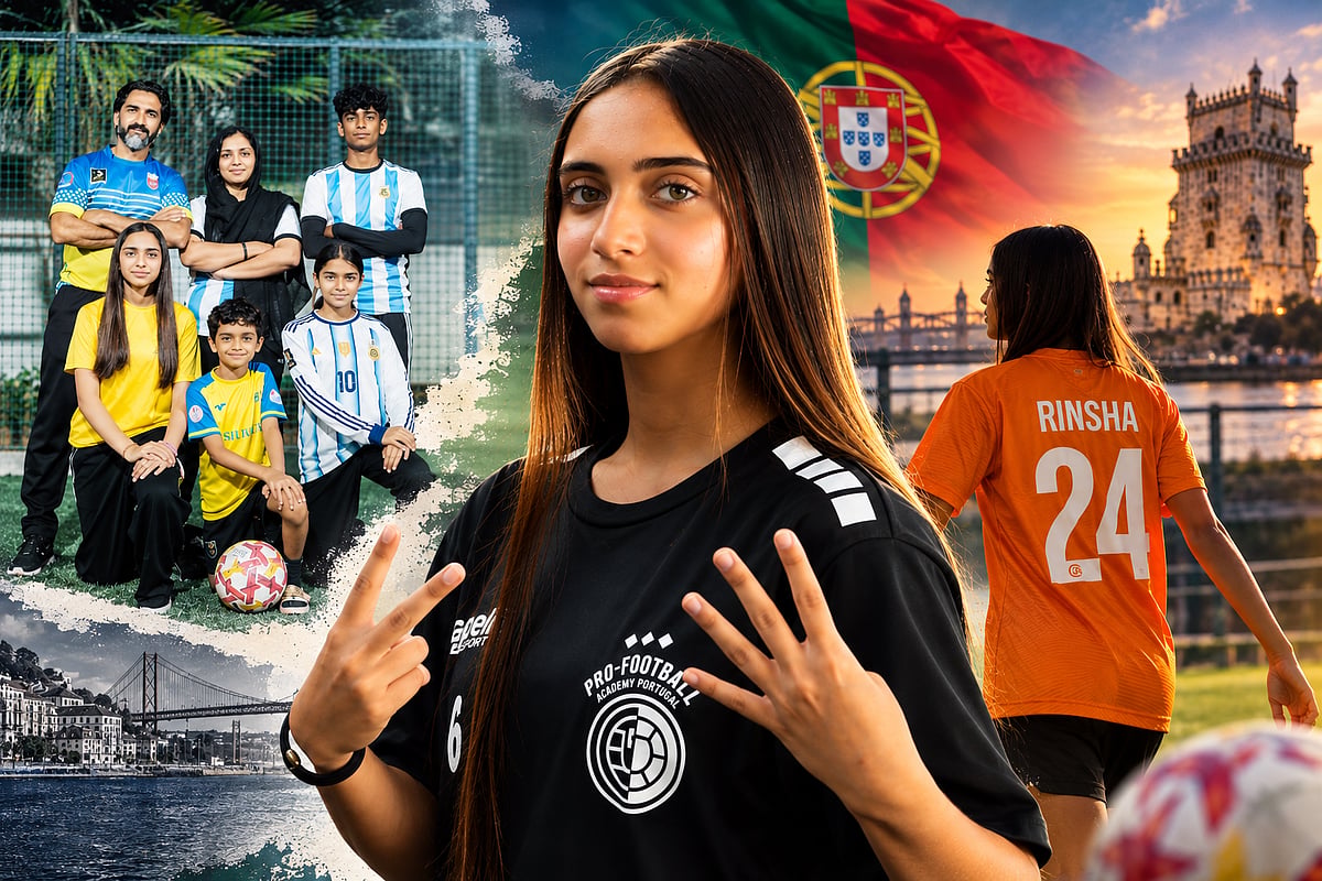 Rinsha Mariyam, 18, is chasing her football dream in Portugal, backed by her family’s shared passion for the beautiful game.