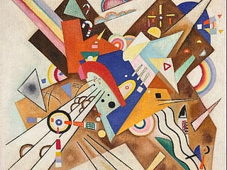 WASSILY KANDINSKY (1866 –1944), Betonte Ecken, oil on canvas is painted in Weimar in December 1922-January 1923