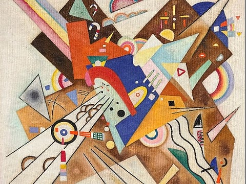 WASSILY KANDINSKY (1866 –1944), Betonte Ecken, oil on canvas is painted in Weimar in December 1922-January 1923