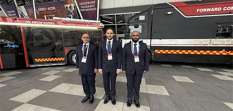 Sharjah Civil Defence delegation explores emergency technologies at SIDEX 2026 in Singapore.