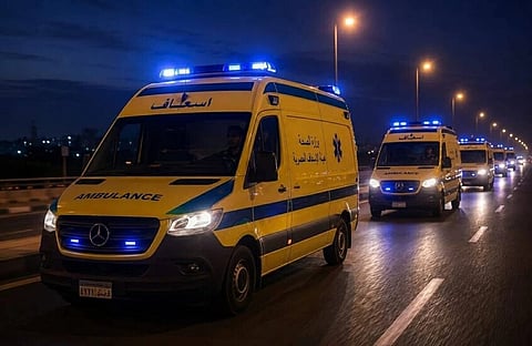 Two people were killed and 42 others injured, including university students, when a passenger bus collided with a truck in Egypt's Beni Suef governorate, north of Cairo.