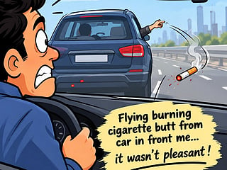 Could a burning cigarette butt cause a road accident?