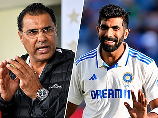 Former Pakistan captain Waqar Younis (left) believes India pacer Jasprit Bumrah still has more to prove in Test cricket, despite his impressive record across formats. 
