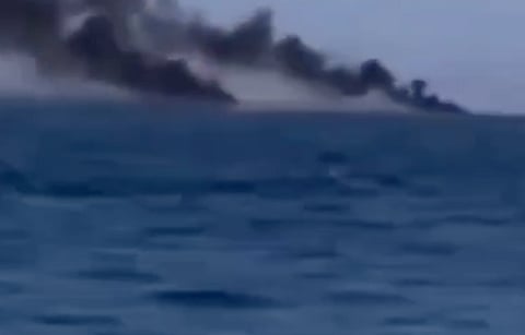 Unverified footage shows two commercial vessels burning in the southern route of the Strait of Hormuz after being targeted by Iran. It is unknown if they hit naval mines or were struck by anti-ship missiles.
