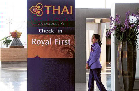 The Thai Airways first-class check-in at Suvarnabhumi International Airport inBangkok. 