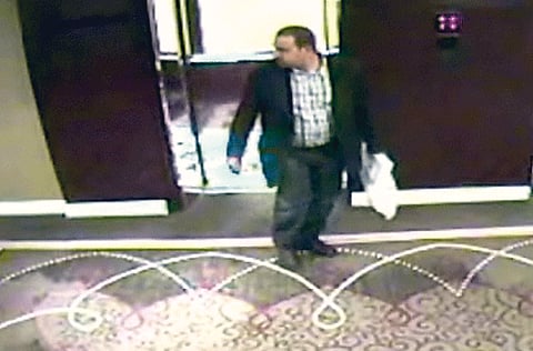 A CCTV footage at the hotel provided by Dubai Police