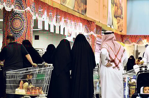 Shoppers at a supermarket in Jeddah. Saudi Arabia is stepping up its investments in local agriculture and farming projects abroad at a time when the coronavirus pandemic prompts some nations to review how they feed their people.