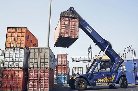Containers being stacked at Nhava Sheva port in Navi Mumbai, India. India expects to restart negotiations for a free trade agreement with the US once President-elect Joe Biden's administration enters.