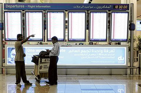 A passenger at Terminal 3, Dubai Airport.  