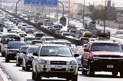 Rush-hour traffic in Sharjah. According to Sharjah Police, the emirate did not record a single death on its roads during the recent New Year holiday. Picture for illustrative purposes only.