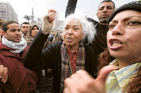 Egyptian feminist Nawel Al Saadawi (centre) 