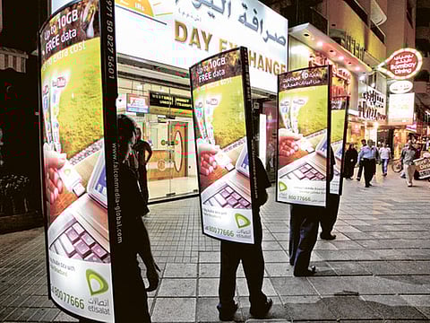 A moving advertisement at Al Rigga Street. Though advertising is seen as vital, ad budgets were the first to be slashed and media platforms, irrespective of whether they are traditional or digital, have felt the full force of the punch.