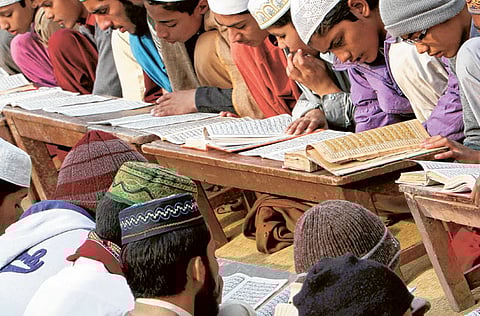 Students attend lessons at a seminary in Okara, Pakistan. Picture for illustrative purposes.