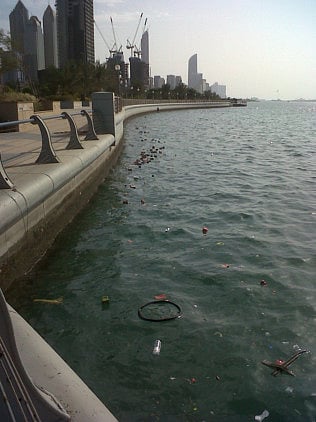 Litter destroys corniche view and sea life