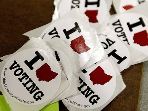 Voting stickers are seen at the Ohio Union (File)